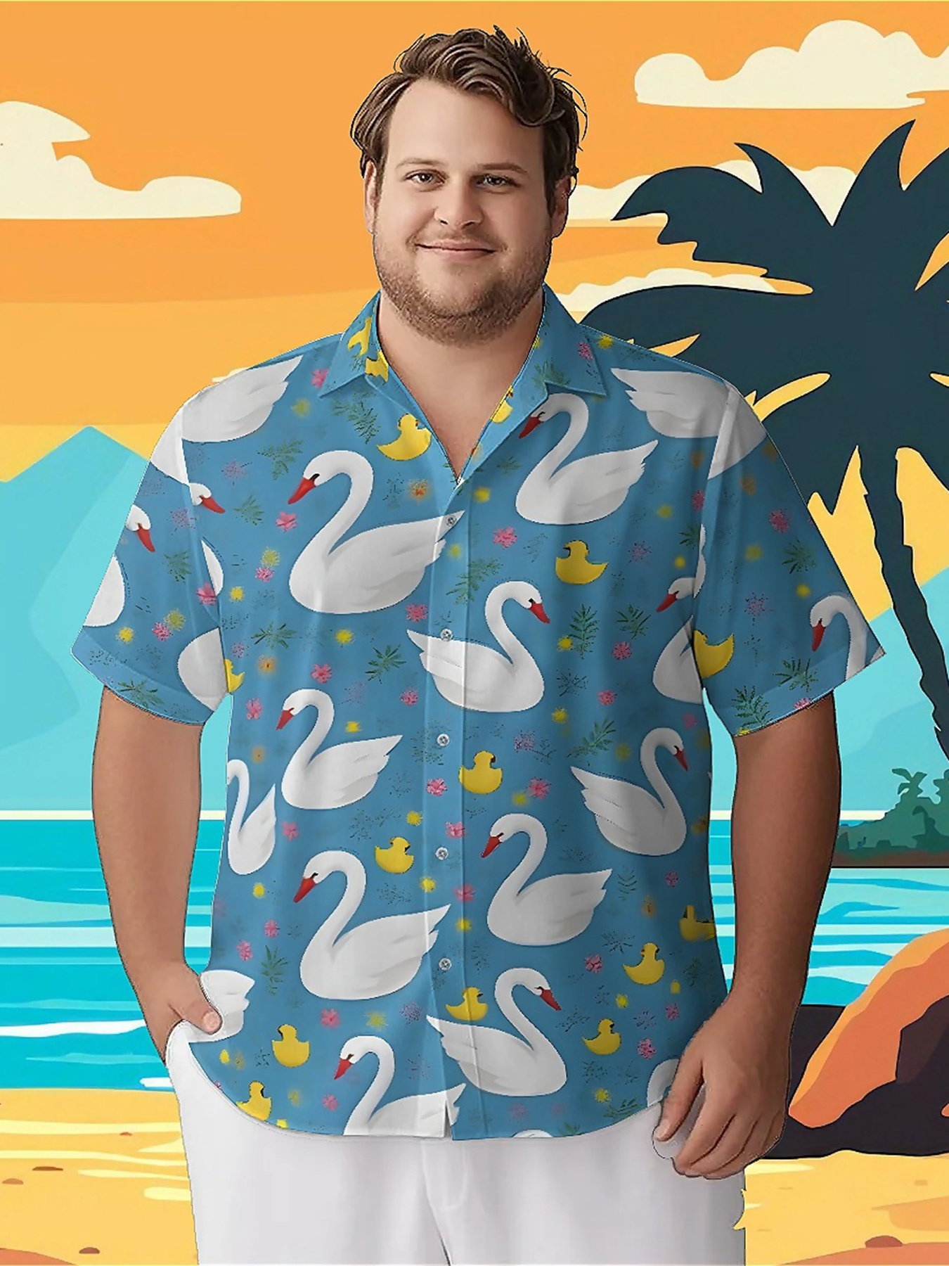Summer Clothing Plus Size - Men's Plus Size Hawaiian ShirtsDucks and