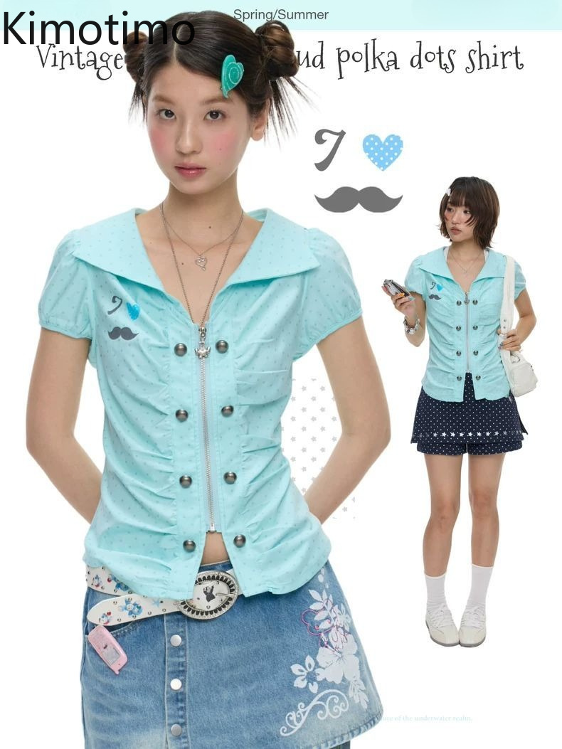 Summer Clothing Aesthetic - Kimotimo Japanese Cute Polka Dot Print