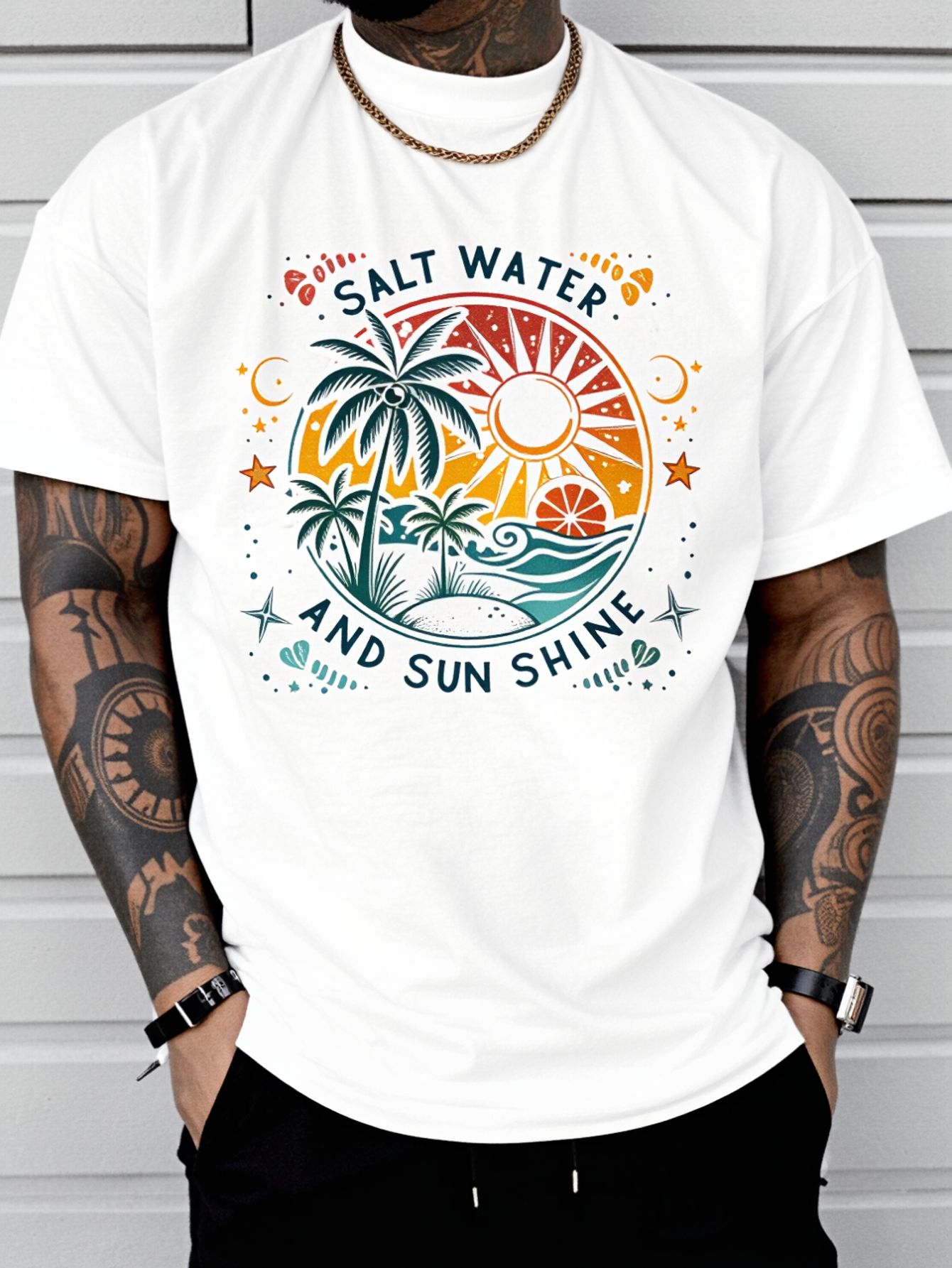 Summer Vibes Clothing Men - Salt Water Sun Shine Retro Summer