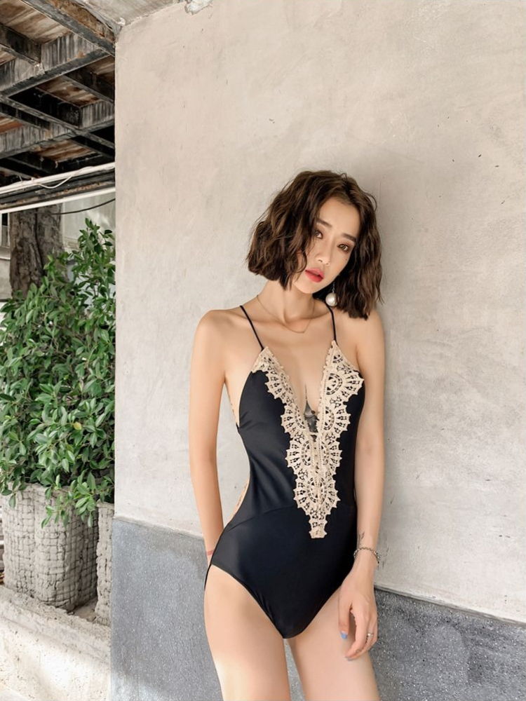 Swimsuit One Piece - Korean Fashion 2026 New Black Backless