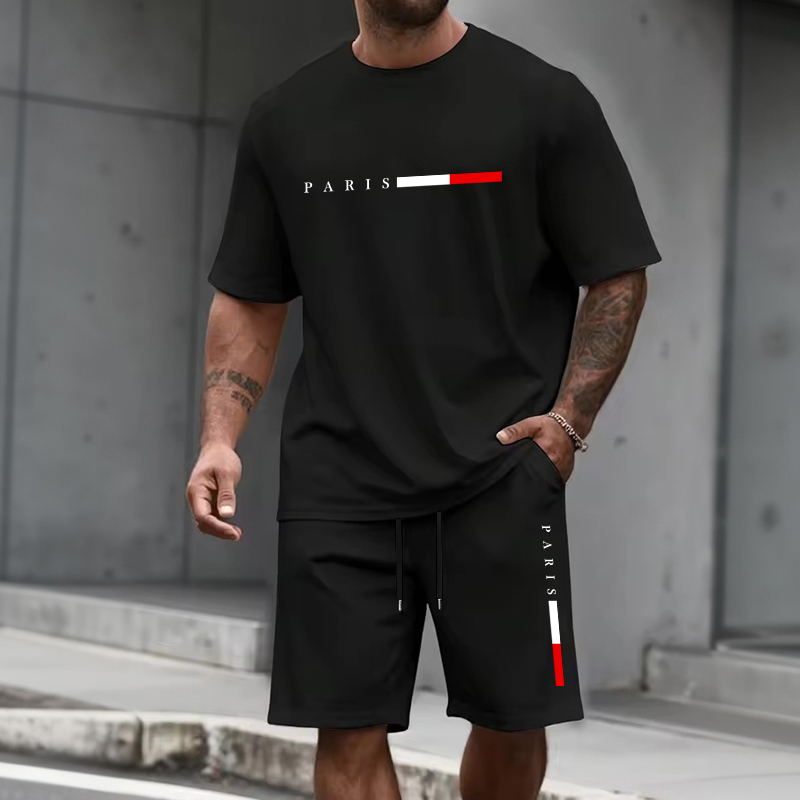 Summer Clothing Plus Size - Men's Tracksuit 2 Piece O-neck Short