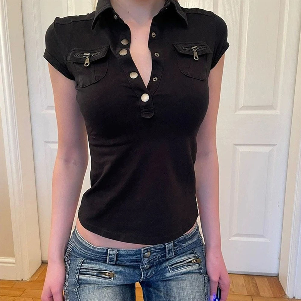Summer Goth Clothing - Women T Shirt Black Gothic 90s