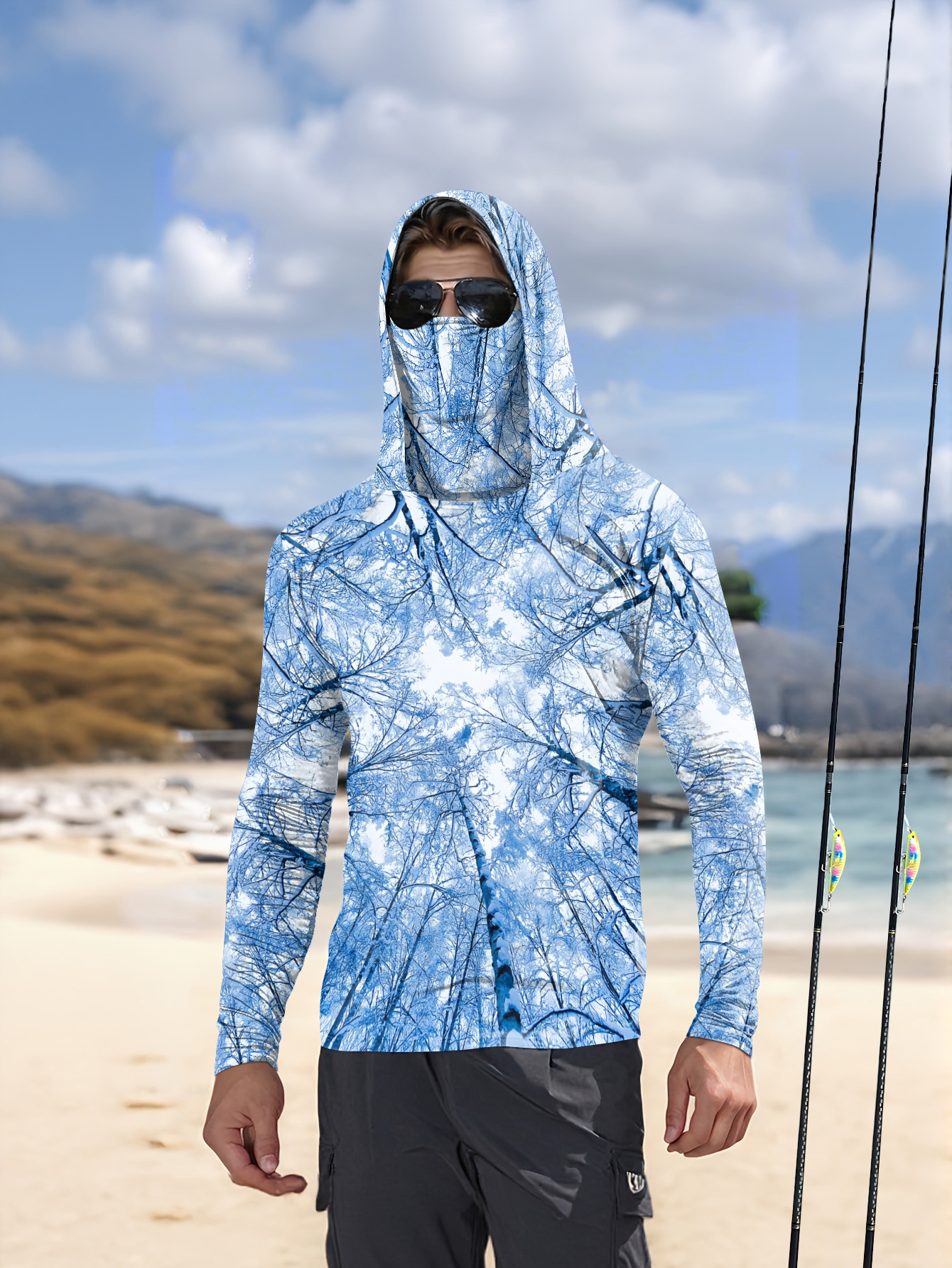 Summer Clothing Mens - Fishing hooded sweatshirt men's long-sleeved sun