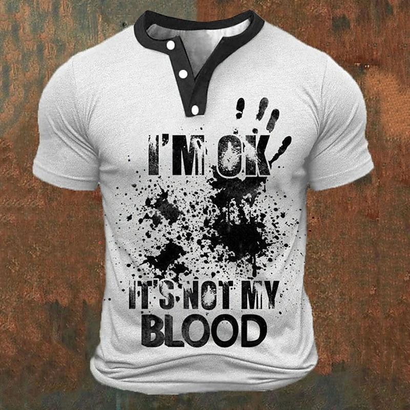 Summer Clothes Fashion - Funny 3D Letter Print Men's Henley