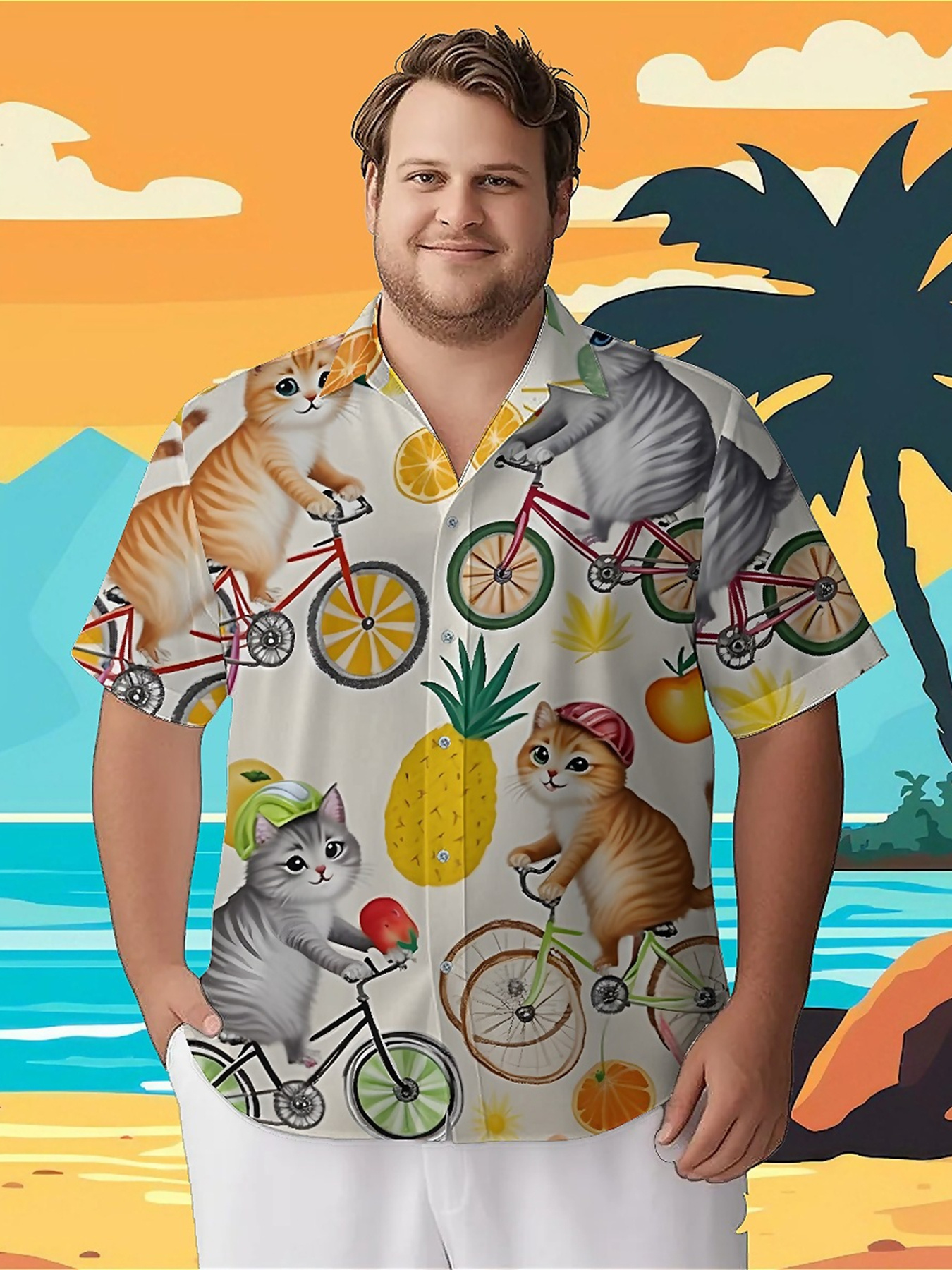Men's Plus Size Hawaiian Shirt - Summer Clothing Patterns avaliação e preço