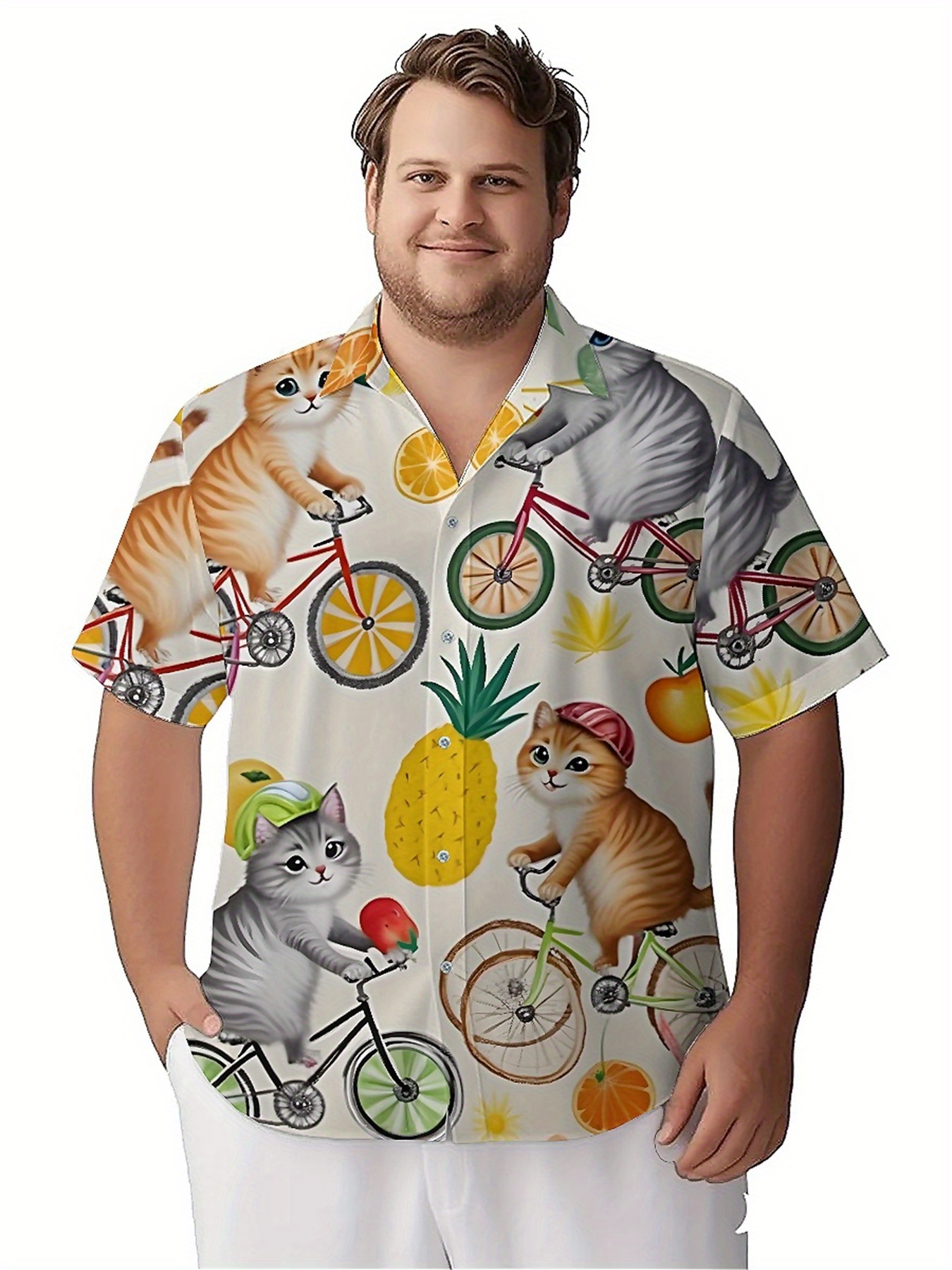 Men's Plus Size Hawaiian Shirt - Summer Clothing Patterns avaliação e preço