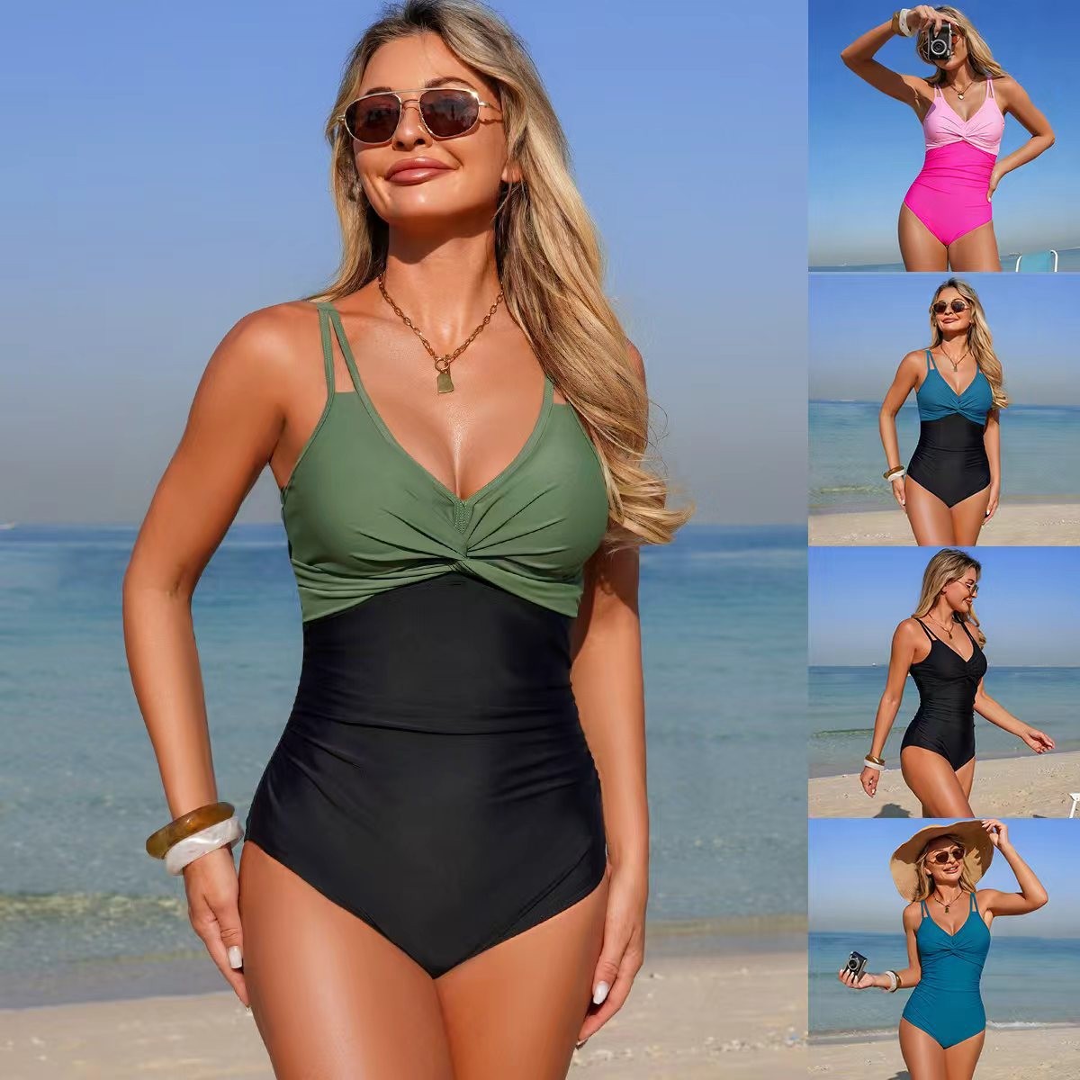 V Neck Twist Front One Piece S - Swimsuit One Piece avaliação e preço