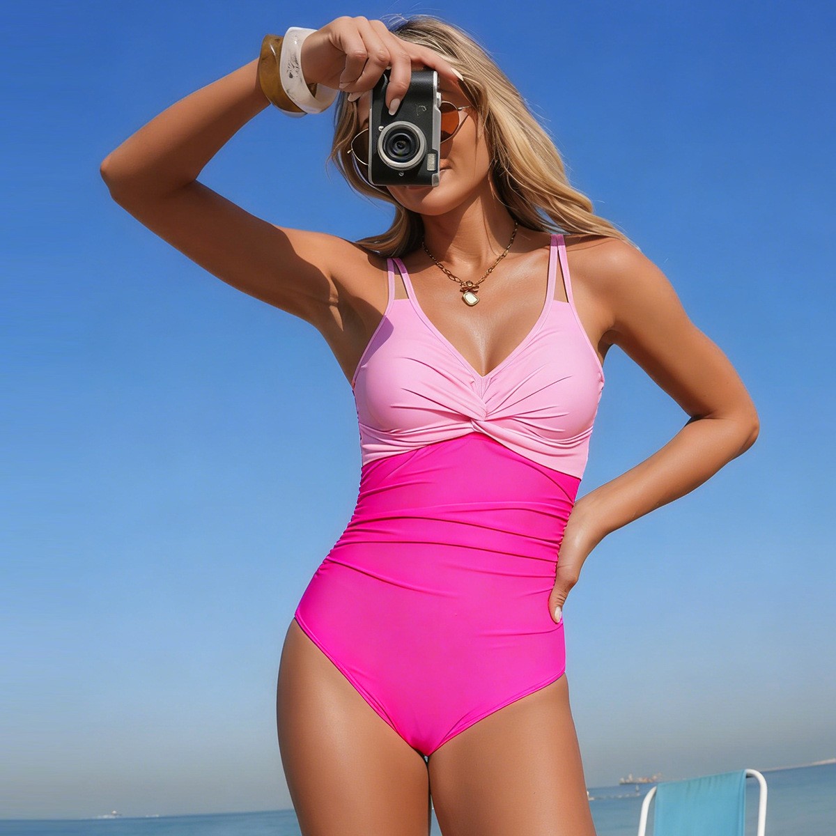 V Neck Twist Front One Piece S - Swimsuit One Piece avaliação e preço