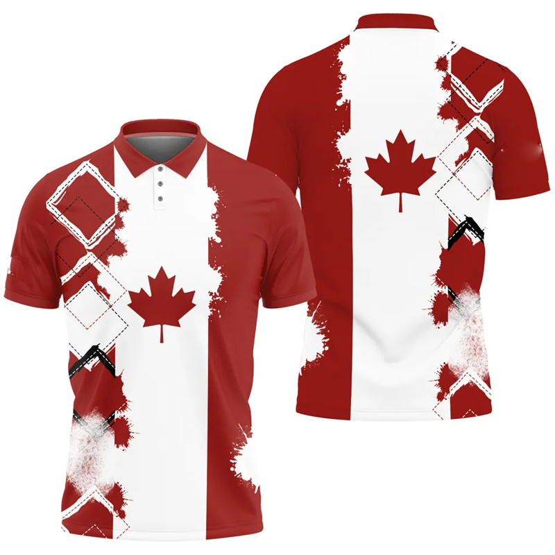 Maple Leaf Flag Polo Shirt For - Summer Clothing Canada avaliação e preço