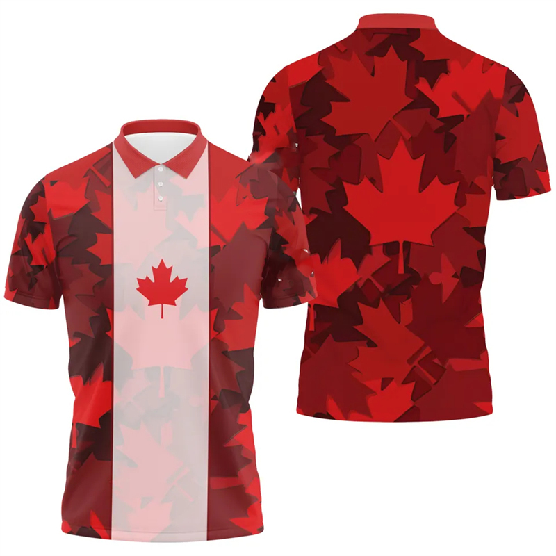 Maple Leaf Flag Polo Shirt For - Summer Clothing Canada avaliação e preço