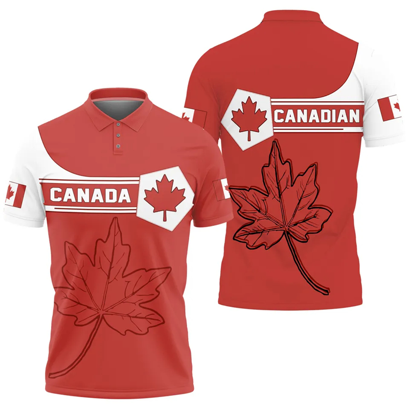 Maple Leaf Flag Polo Shirt For - Summer Clothing Canada avaliação e preço