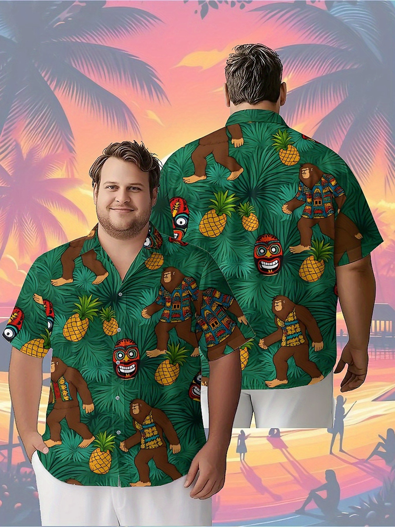 Men's Plus Size Hawaiian Shirt - Summer Clothing Patterns avaliação e preço