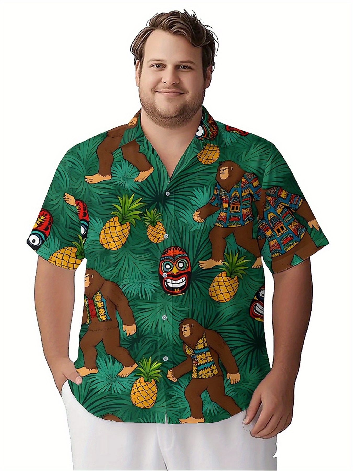 Men's Plus Size Hawaiian Shirt - Summer Clothing Patterns avaliação e preço