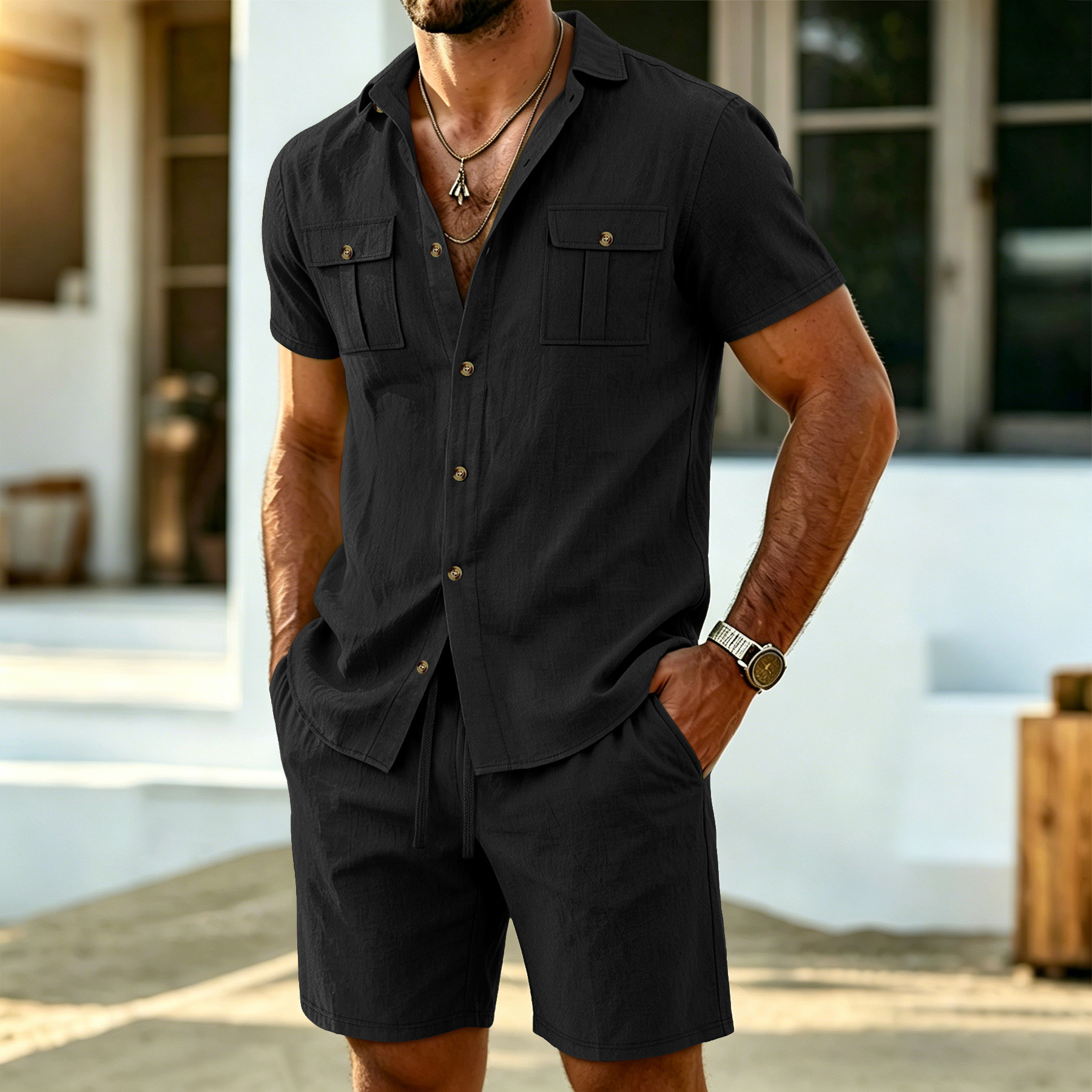 New summer men's linen outdoor - Summer Clothing Mens avaliação e preço