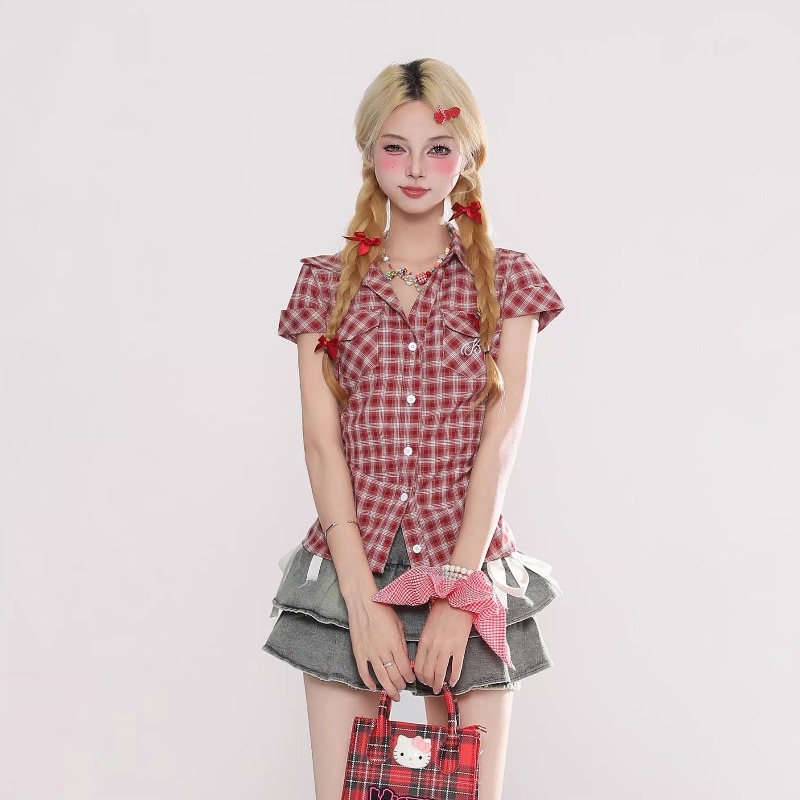 Harajuku Vintage Gothic Plaid  - Summer Goth Clothing avaliação e preço