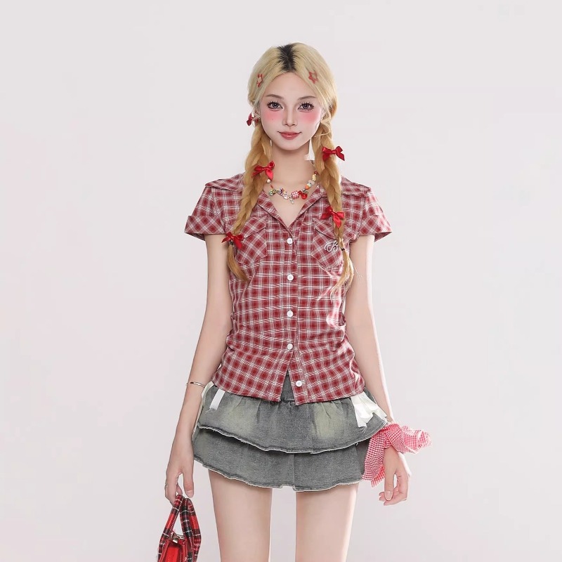 Harajuku Vintage Gothic Plaid  - Summer Goth Clothing avaliação e preço