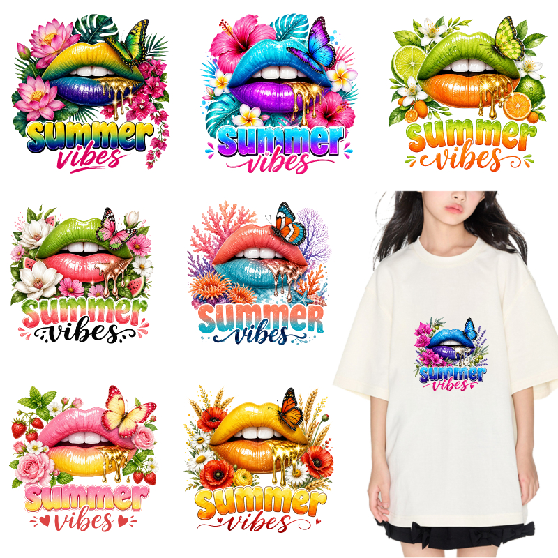 2PCS Colorful Lips Flowers But - Summer Clothing Vibes avaliação e preço