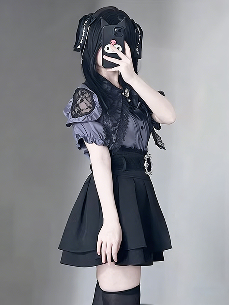 Gothic Style Shoulder Bared Sh - Summer Goth Clothing avaliação e preço