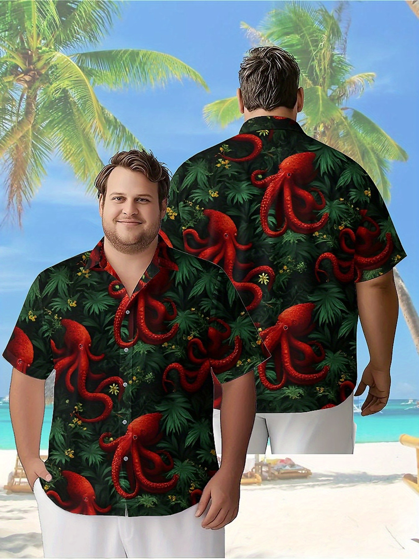 Men's Plus Size Hawaiian Shirt - Summer Clothing Patterns avaliação e preço
