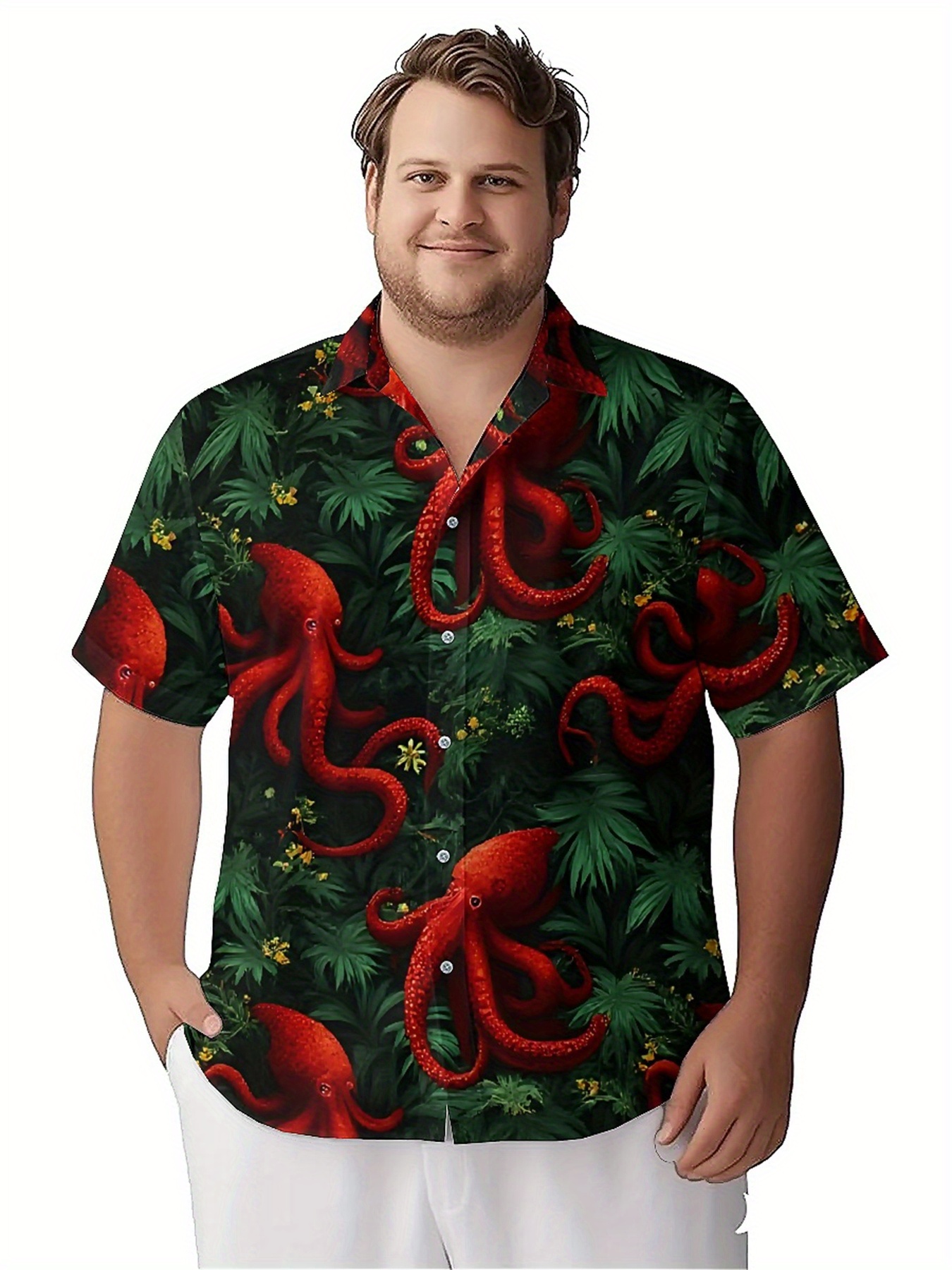 Men's Plus Size Hawaiian Shirt - Summer Clothing Patterns avaliação e preço