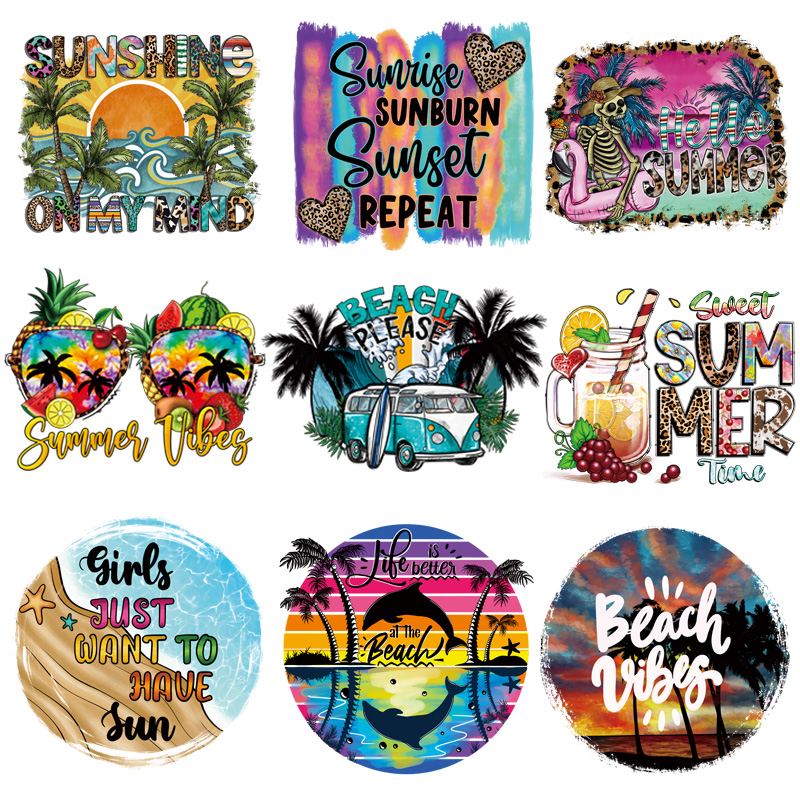Summer Vibes Iron On Patches H - Summer Clothing Vibes avaliação e preço