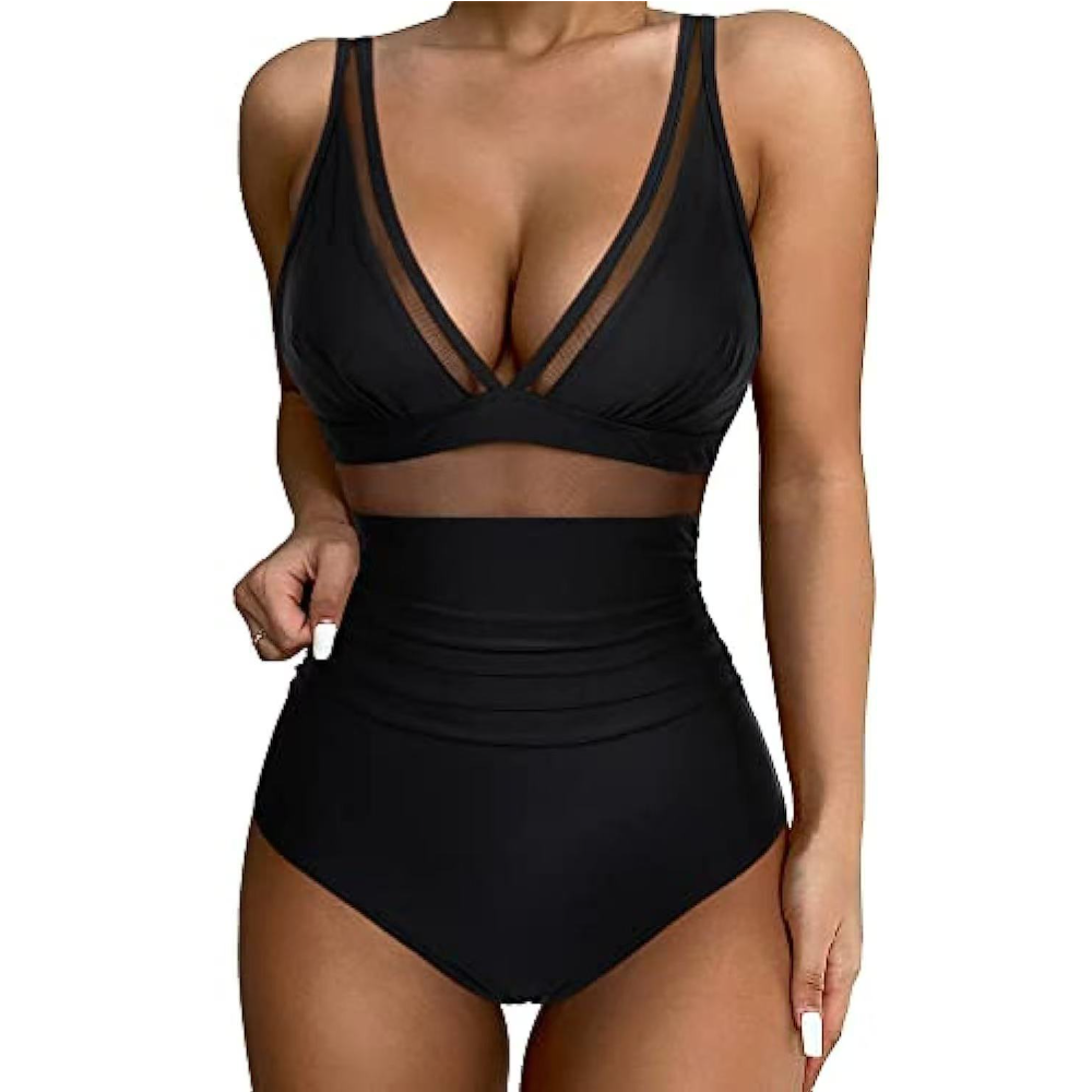 Women Deep V Mesh Cutout One P - Swimsuit One Piece avaliação e preço