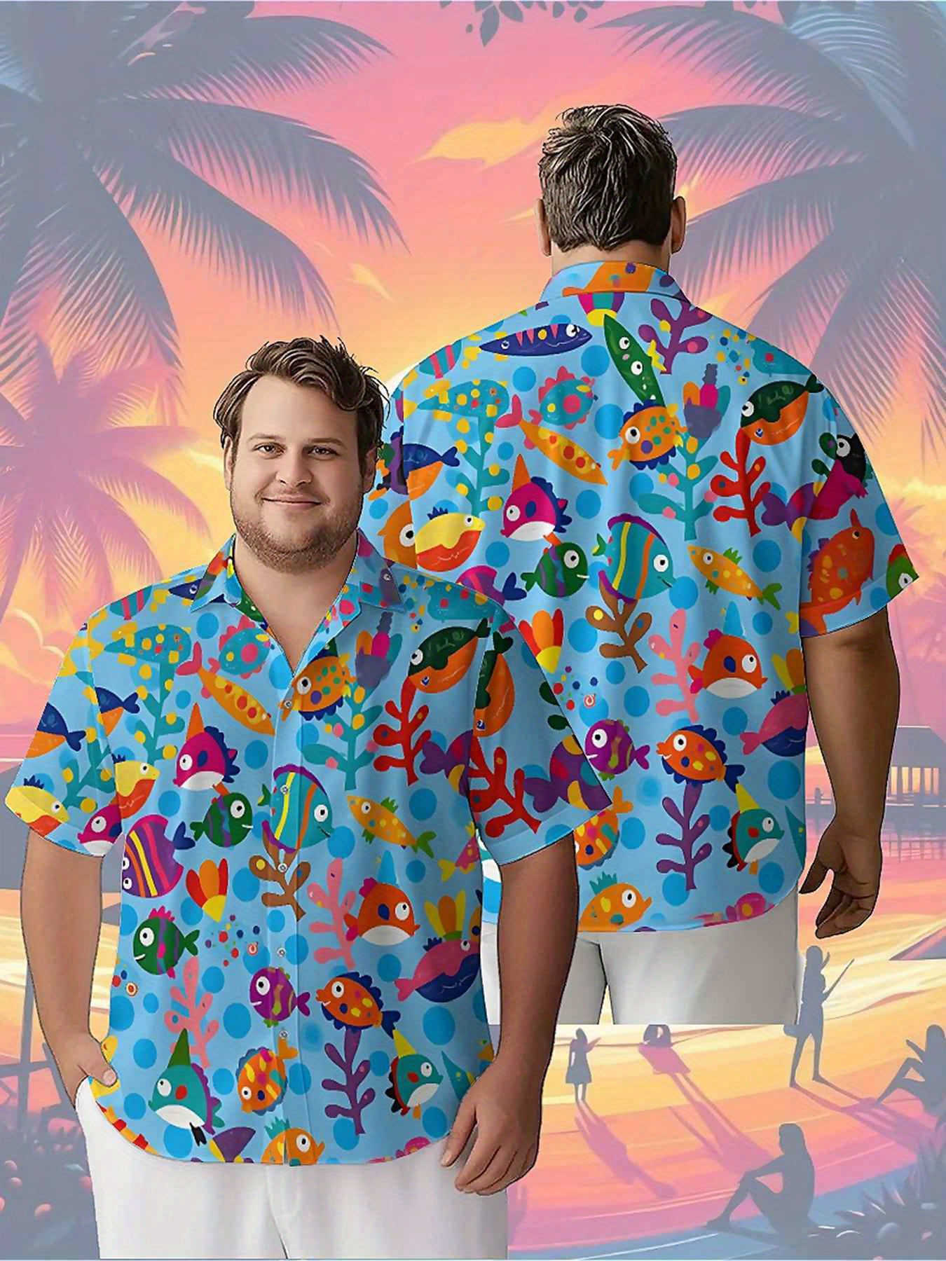 Men's Plus Size Hawaiian Shirt - Summer Clothing Patterns avaliação e preço