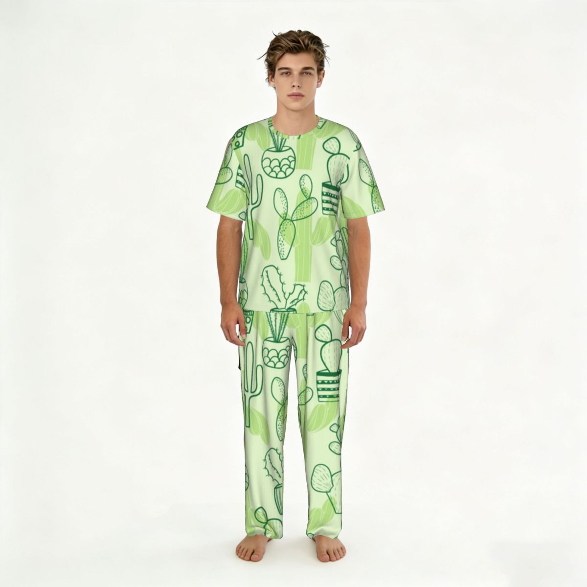 Men Pajamas Suit Short Sleeved - Summer Clothing Patterns avaliação e preço
