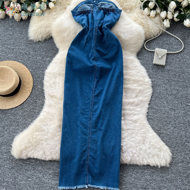 2026 Women Retro Strapless Dem - Summer Clothing Juniors avaliação e preço