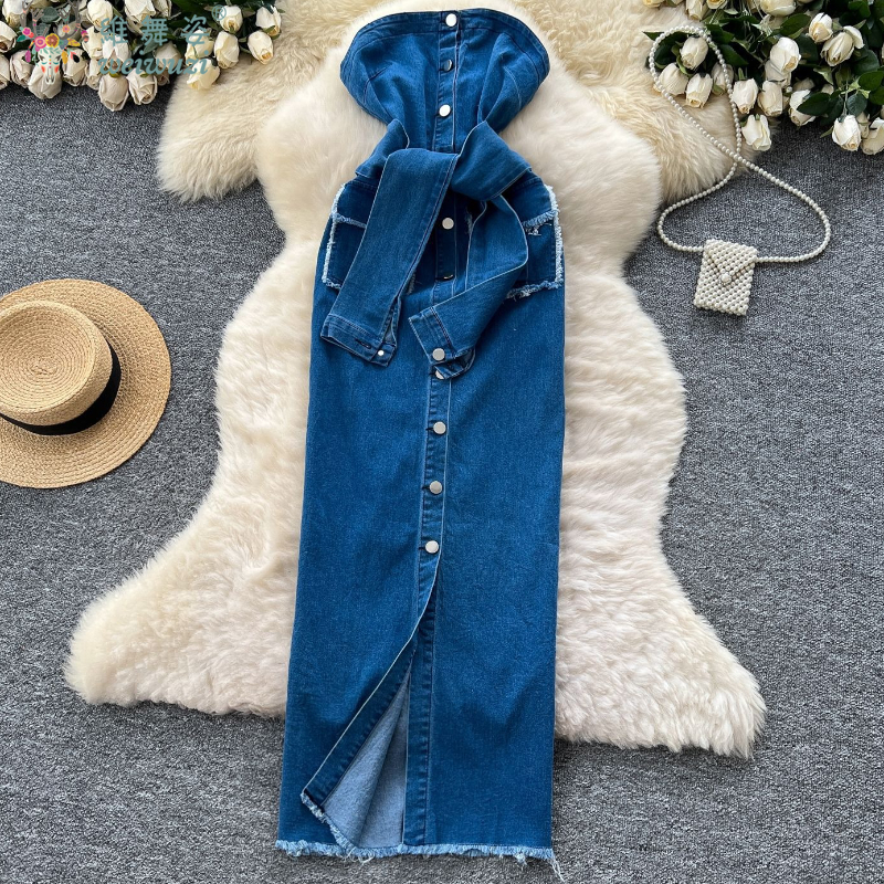 2026 Women Retro Strapless Dem - Summer Clothing Juniors avaliação e preço