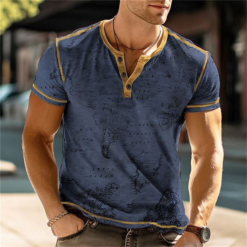 Men's Henry Shirts Funny 3D Pr - Summer Clothes Fashion avaliação e preço