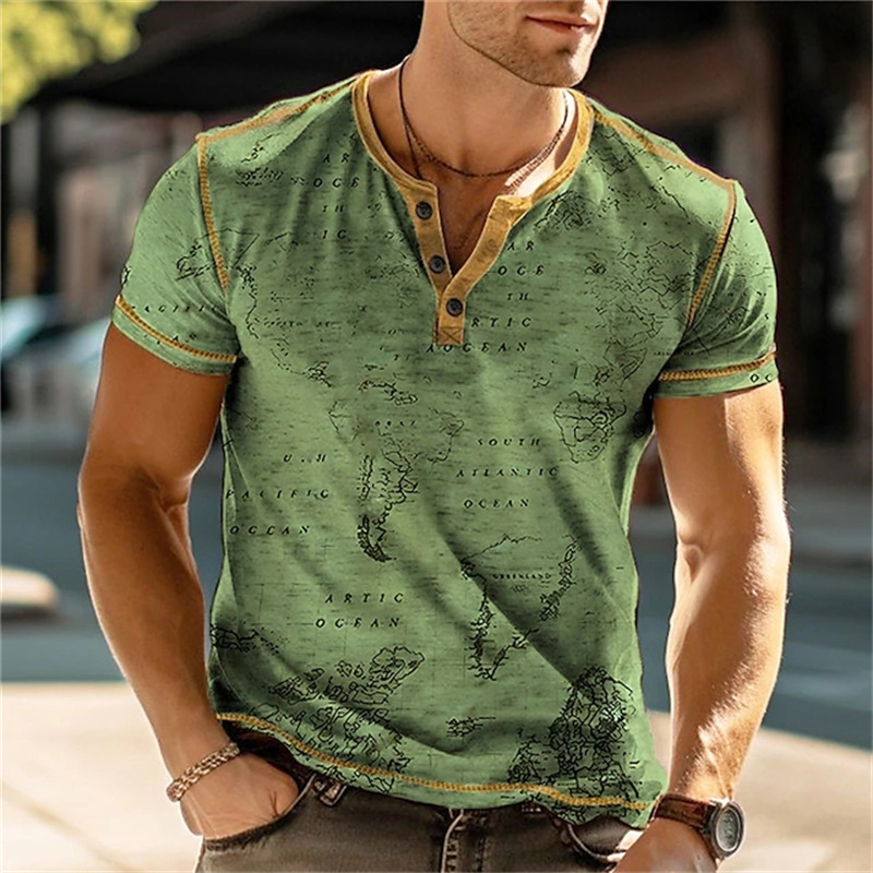 Men's Henry Shirts Funny 3D Pr - Summer Clothes Fashion avaliação e preço