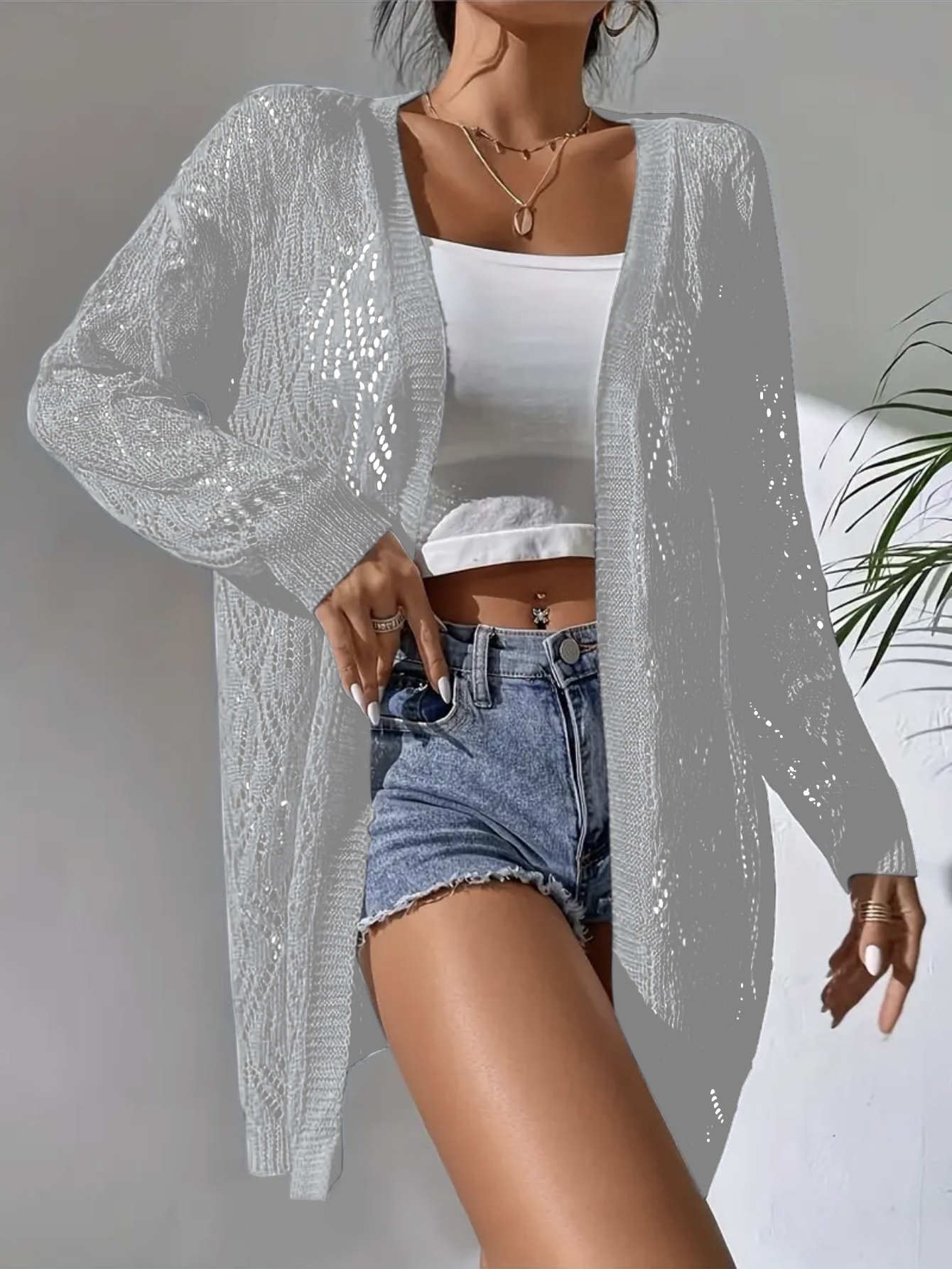 plus Size Open Cardigan Loose  - Summer Clothing Juniors avaliação e preço