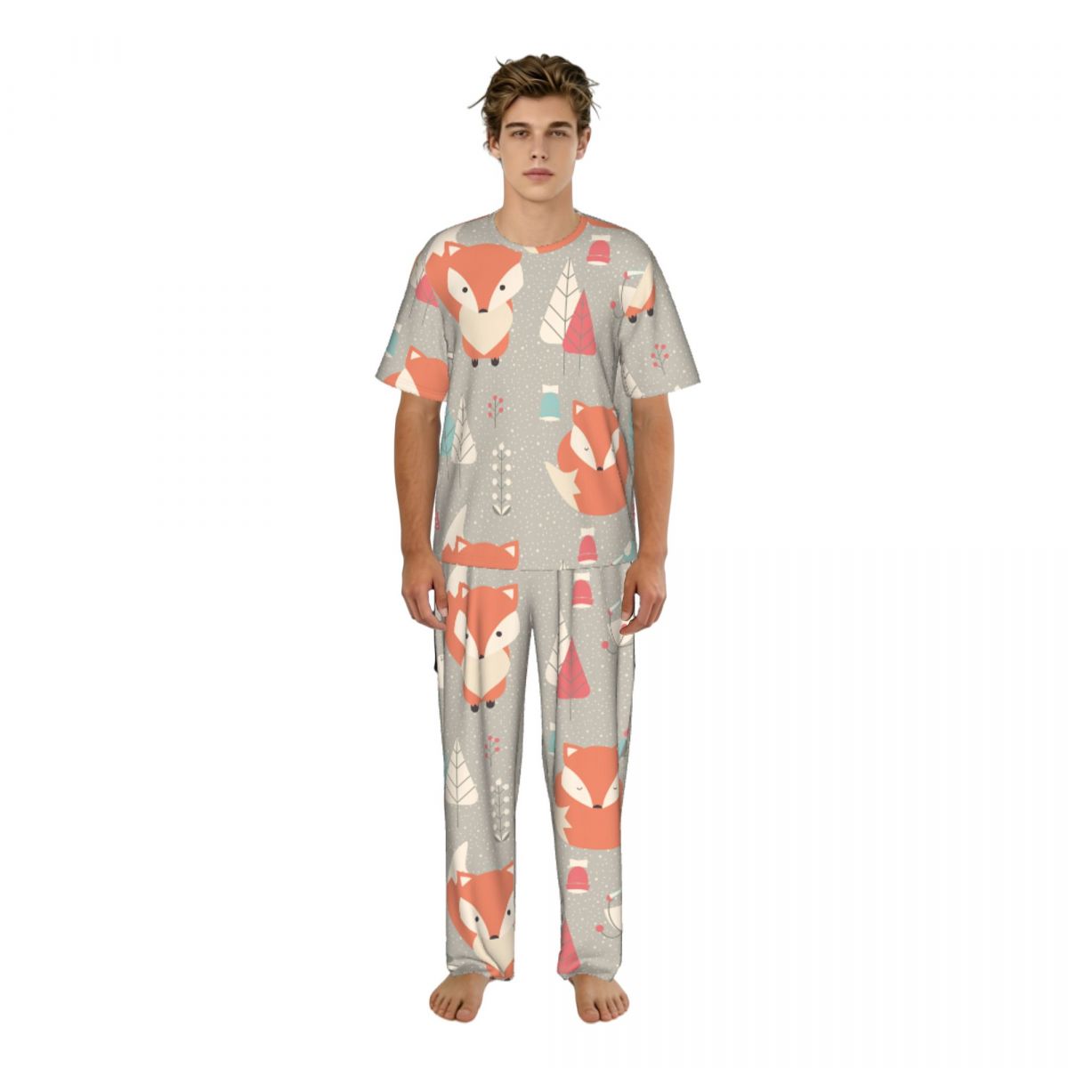 Men Pajamas Suit Short Sleeved - Summer Clothing Patterns avaliação e preço