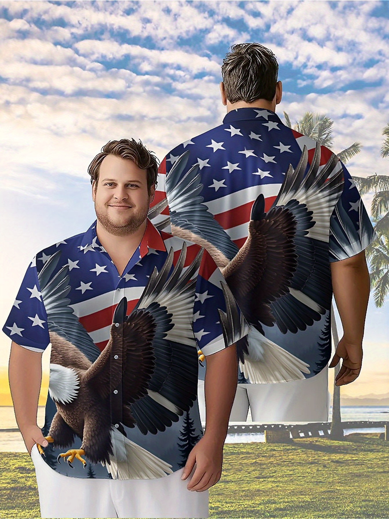 Men's Plus Size Hawaiian Shirt - Summer Clothing Patterns avaliação e preço
