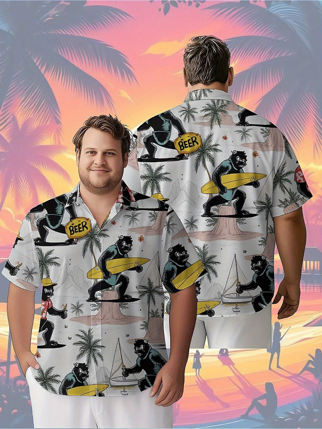 Men's Plus Size Hawaiian Shirt - Summer Clothing Patterns avaliação e preço