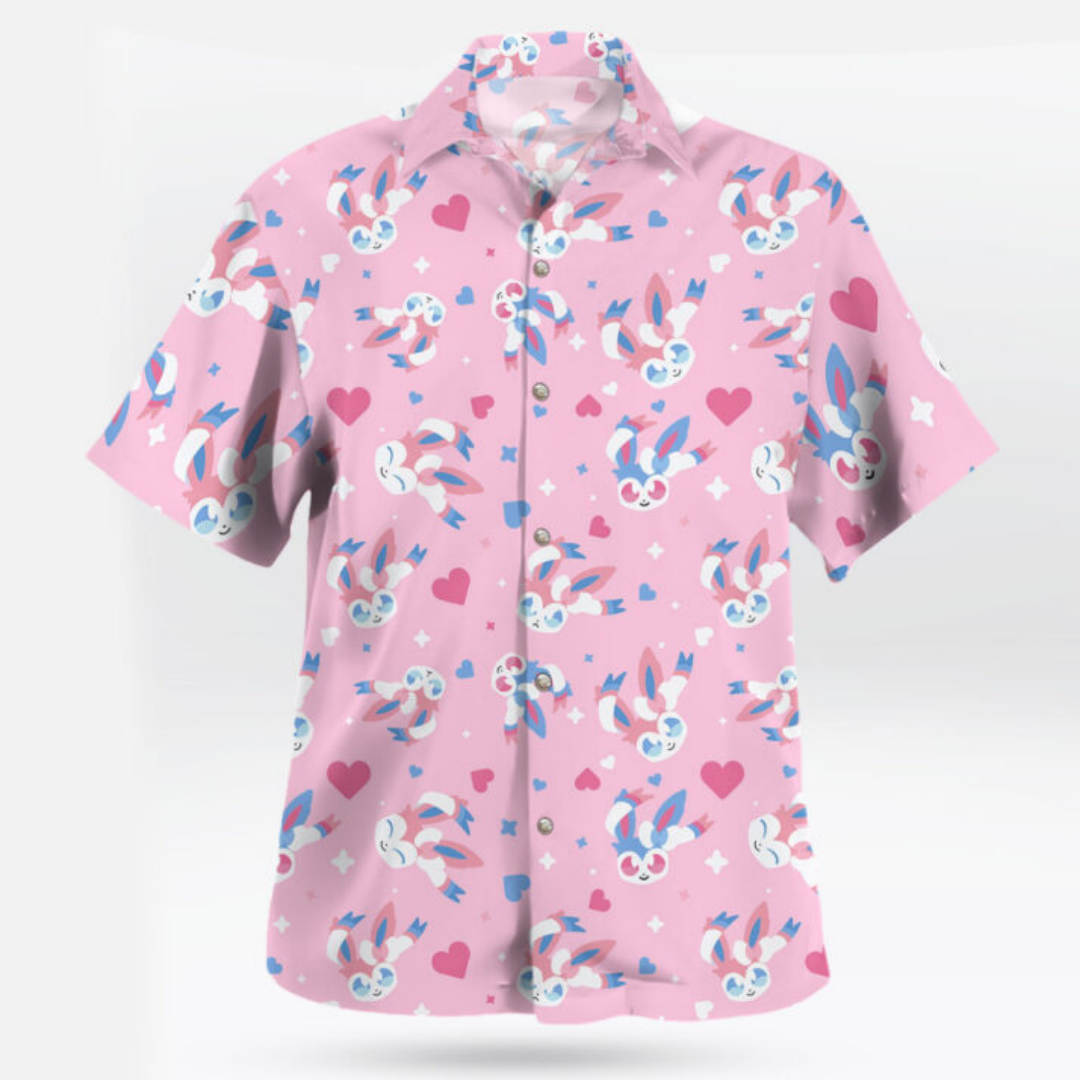 Sylveon Pattern Hawaiian Shirt - Summer Vibes Clothing Men avaliação e preço