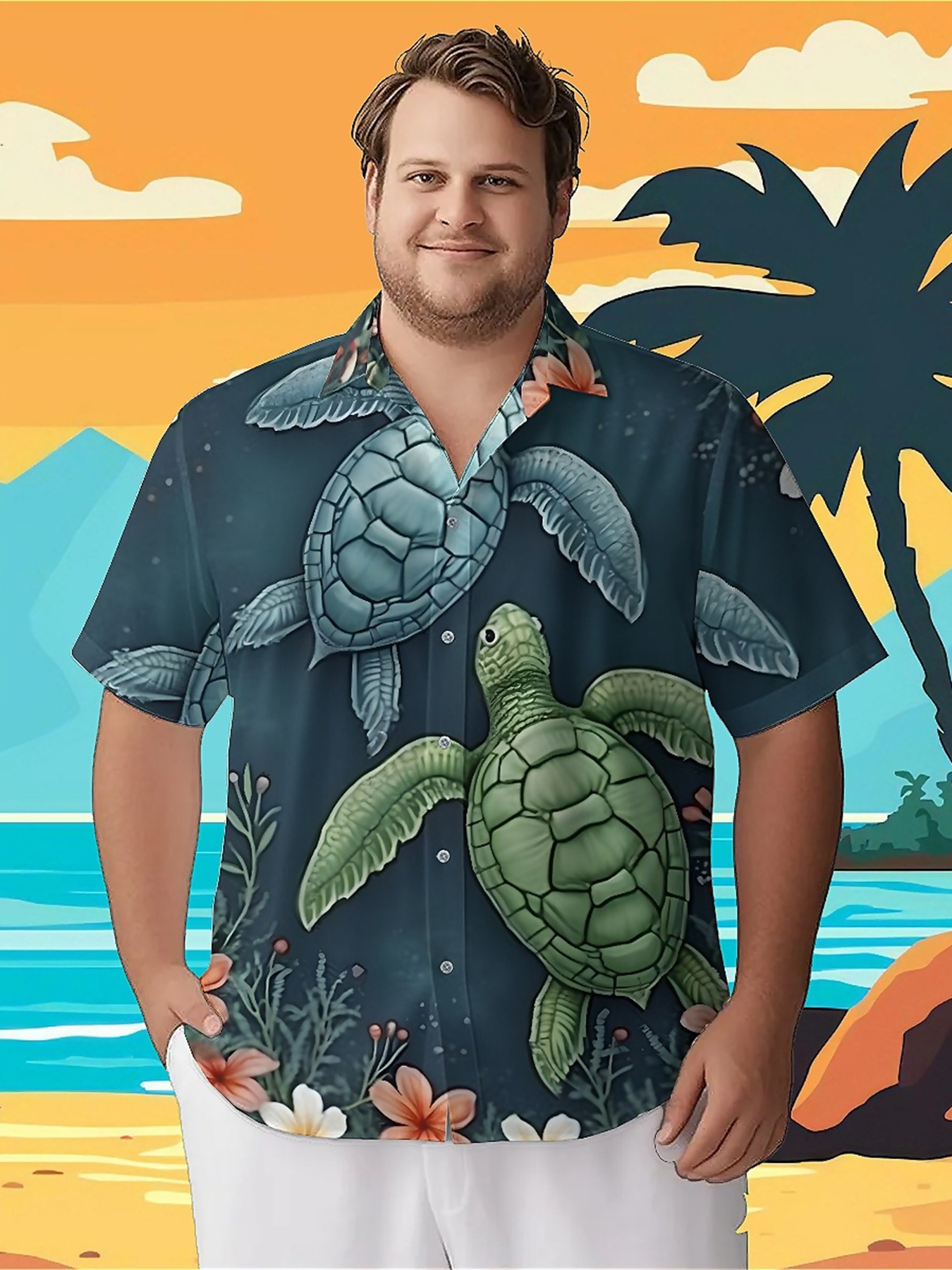 Men's Plus Size Hawaiian Shirt - Summer Clothing Patterns avaliação e preço