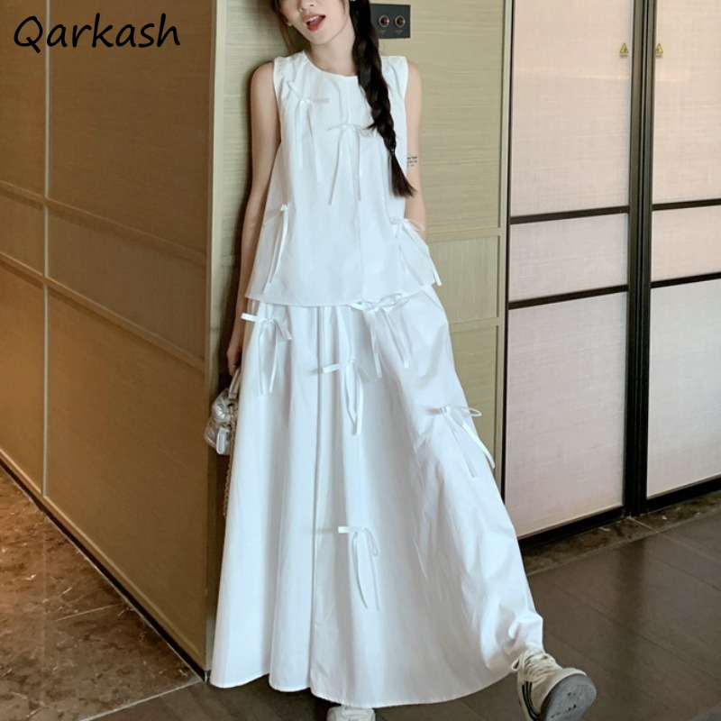 White Dress Sets for Women Bow - Summer Clothing Juniors avaliação e preço