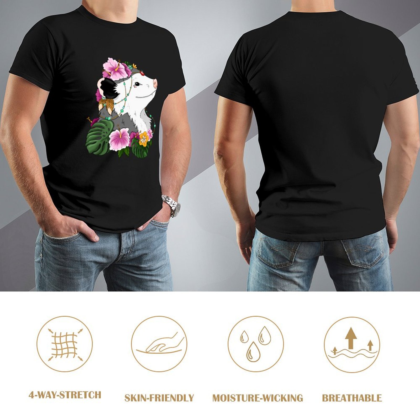 Opossum with tropical vibes T- - Summer Vibes Clothing Men avaliação e preço