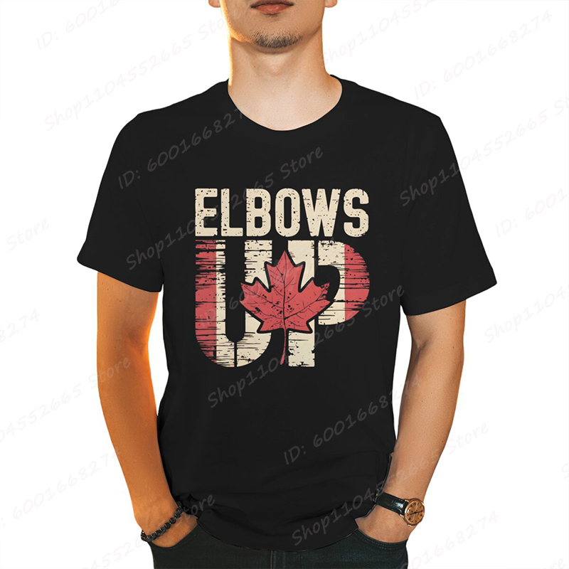 Retro Elbows Up Canada Print T - Summer Clothing Canada avaliação e preço