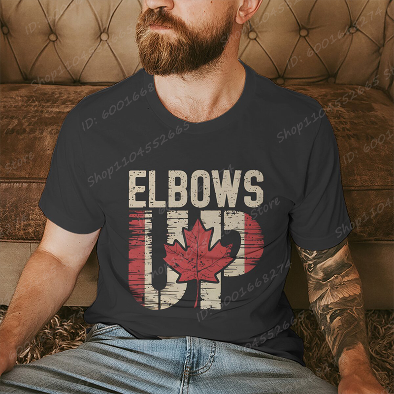Retro Elbows Up Canada Print T - Summer Clothing Canada avaliação e preço