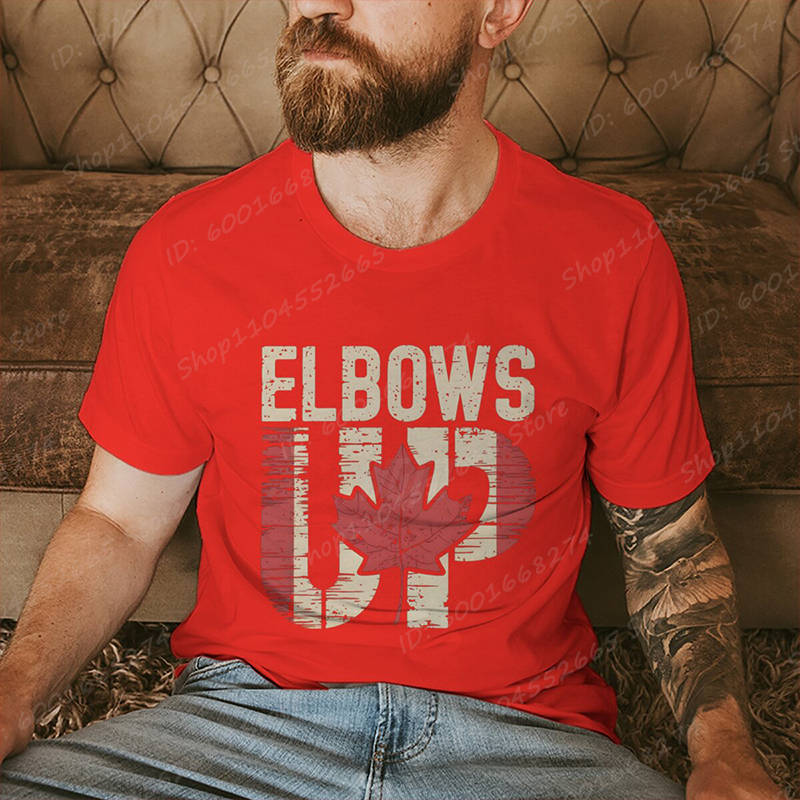 Retro Elbows Up Canada Print T - Summer Clothing Canada avaliação e preço