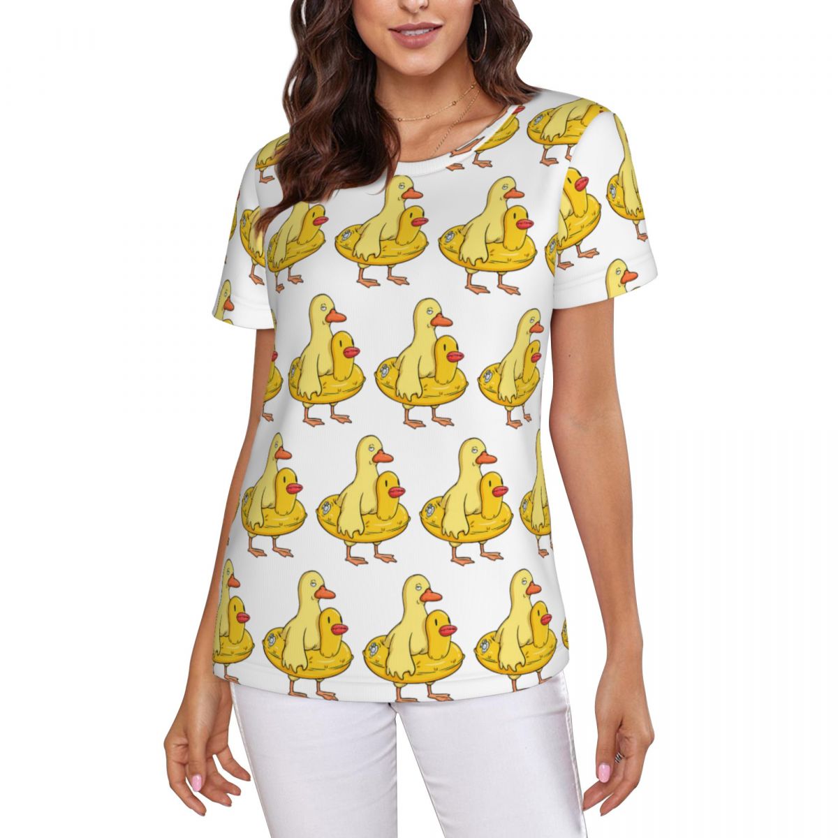 Double Duck T-Shirt Women Shor - Summer Duck Clothing avaliação e preço