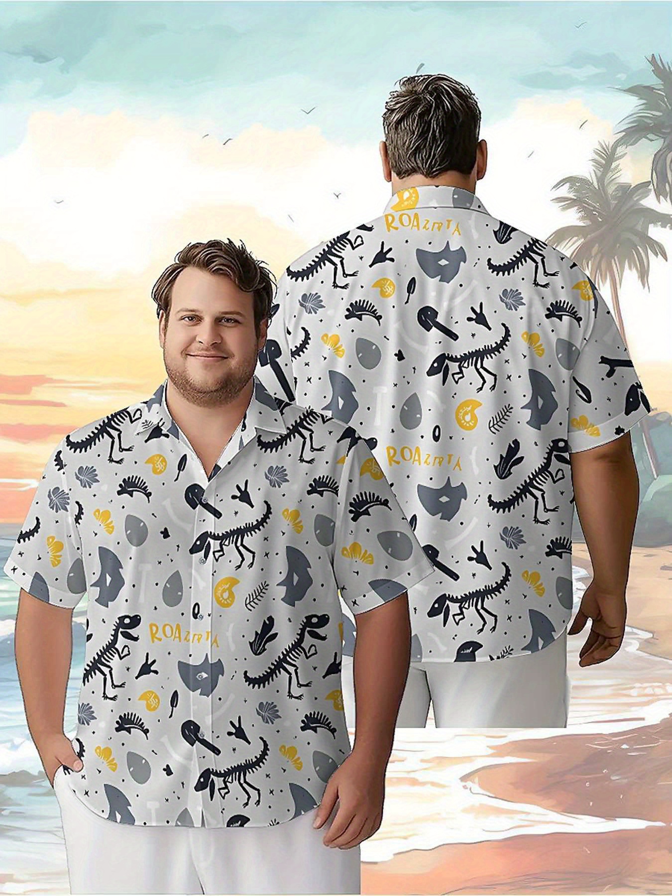 Men's Plus Size Hawaiian Shirt - Summer Clothing Patterns avaliação e preço